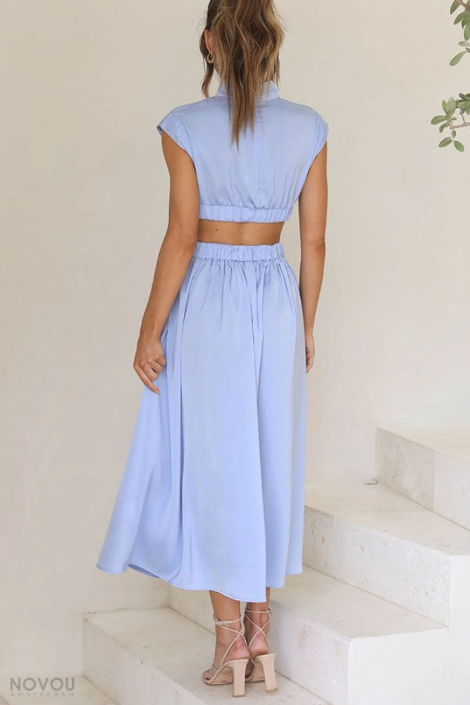 Lorna™ Rollkragen Taille Ausgeschnitten Sommer Midi-Kleid [50% Rabatt]