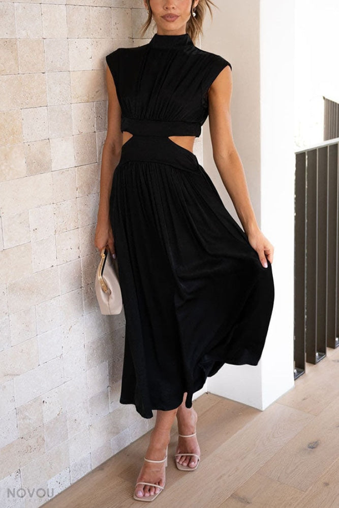 Lorna™ Rollkragen Taille Ausgeschnitten Sommer Midi-Kleid [50% Rabatt]