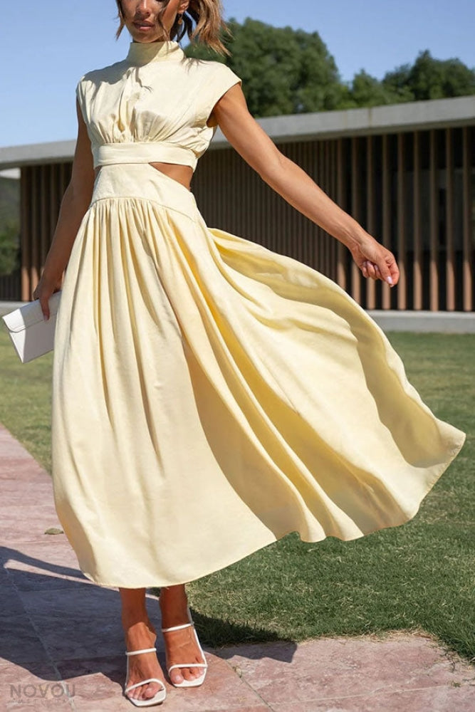 Lorna™ Rollkragen Taille Ausgeschnitten Sommer Midi-Kleid [50% Rabatt]