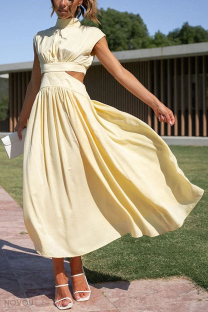 Lorna™ Rollkragen Taille Ausgeschnitten Sommer Midi-Kleid [50% Rabatt]