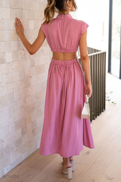 Lorna™ Rollkragen Taille Ausgeschnitten Sommer Midi-Kleid [50% Rabatt]