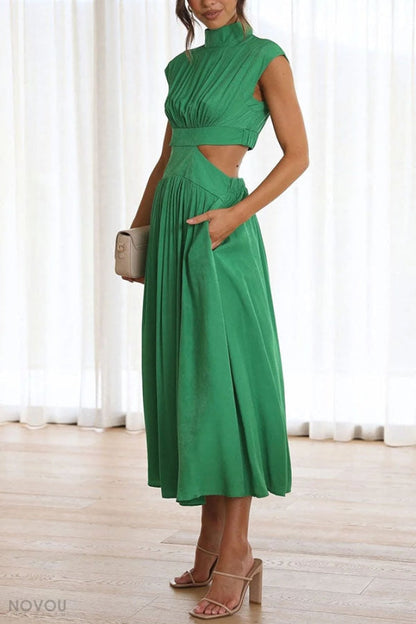 Lorna™ Rollkragen Taille Ausgeschnitten Sommer Midi-Kleid [50% Rabatt]