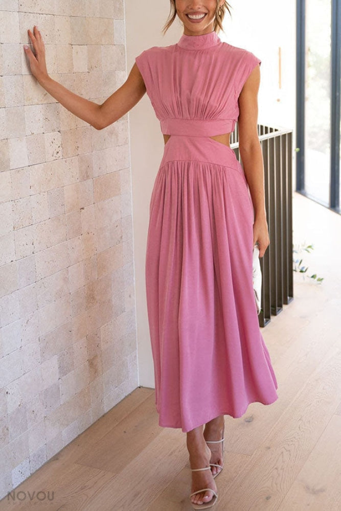 Lorna™ Rollkragen Taille Ausgeschnitten Sommer Midi-Kleid [50% Rabatt]