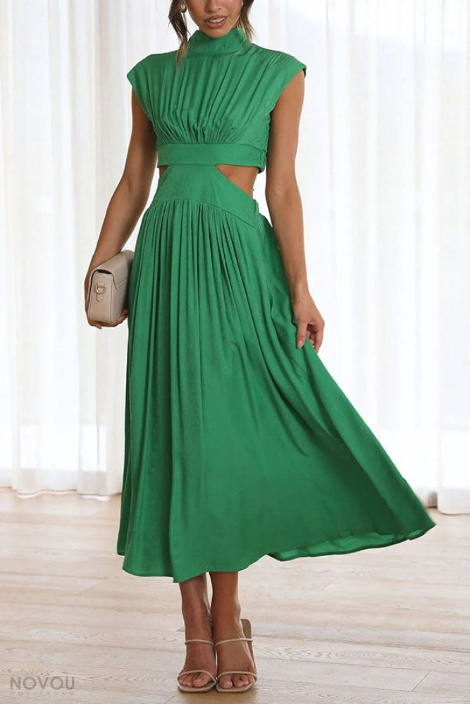 Lorna™ Rollkragen Taille Ausgeschnitten Sommer Midi-Kleid [50% Rabatt]