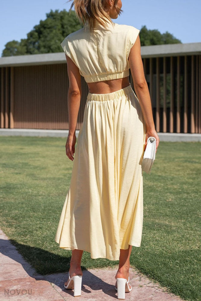 Lorna™ Rollkragen Taille Ausgeschnitten Sommer Midi-Kleid [50% Rabatt]