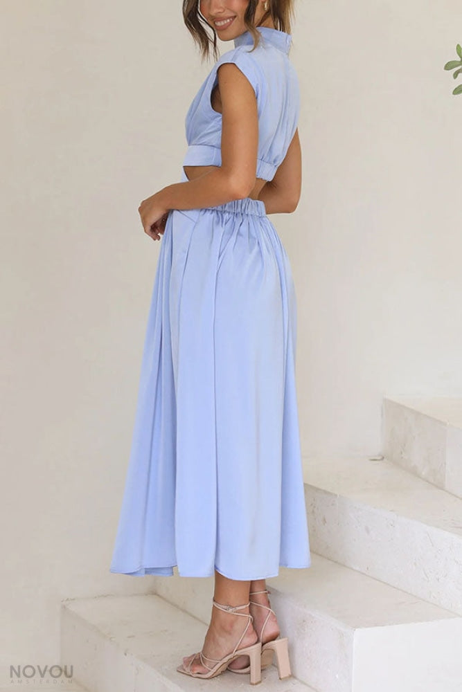 Lorna™ Rollkragen Taille Ausgeschnitten Sommer Midi-Kleid [50% Rabatt]