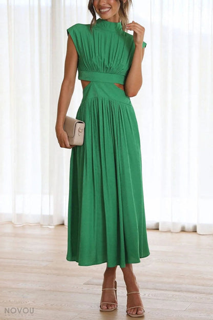 Lorna™ Rollkragen Taille Ausgeschnitten Sommer Midi-Kleid [50% Rabatt]