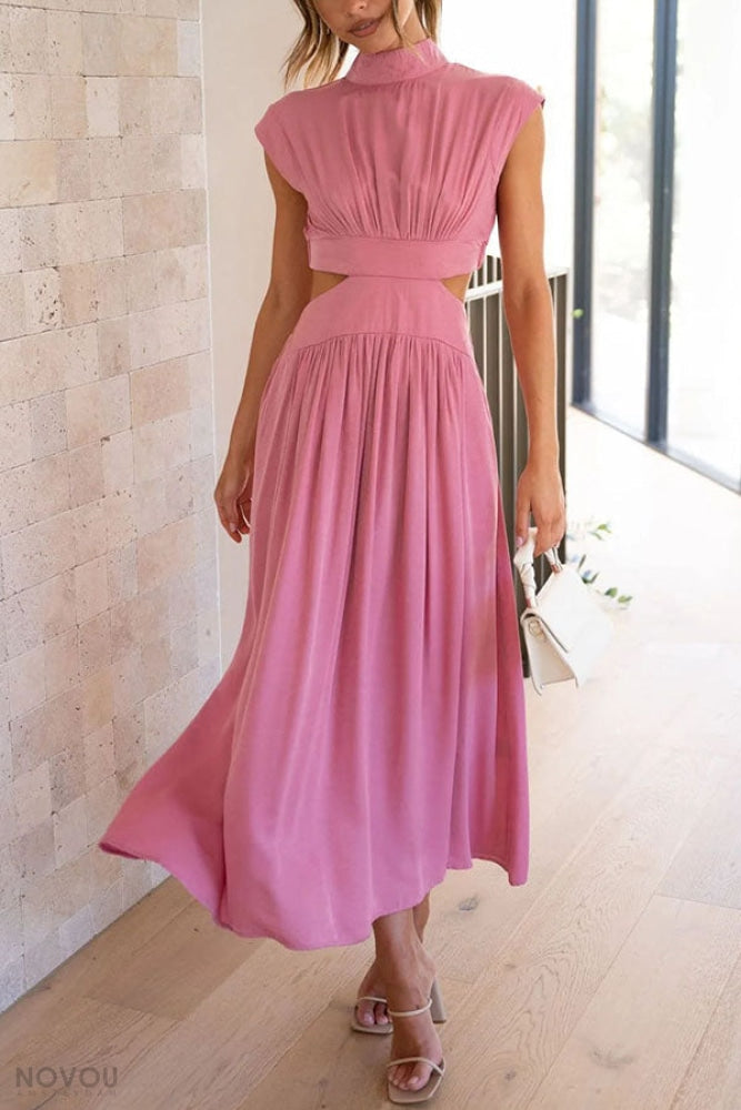 Lorna™ Rollkragen Taille Ausgeschnitten Sommer Midi-Kleid [50% Rabatt]