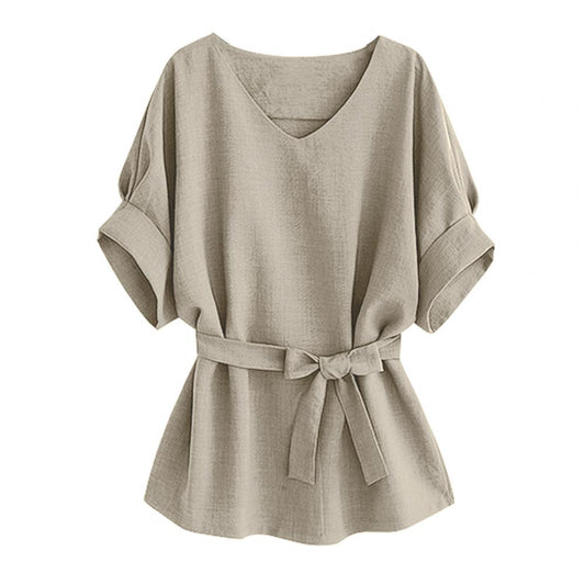 Sandie | Stylische und atmungsaktive Damenbluse mit Taillenkrawatte