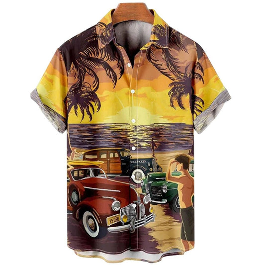 Byram | Herren Vintage Cars am Meer Hawaii-Hemd