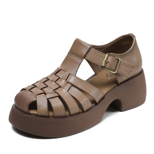 Caree | Damen Grobsohle Gladiator Ledersandalen