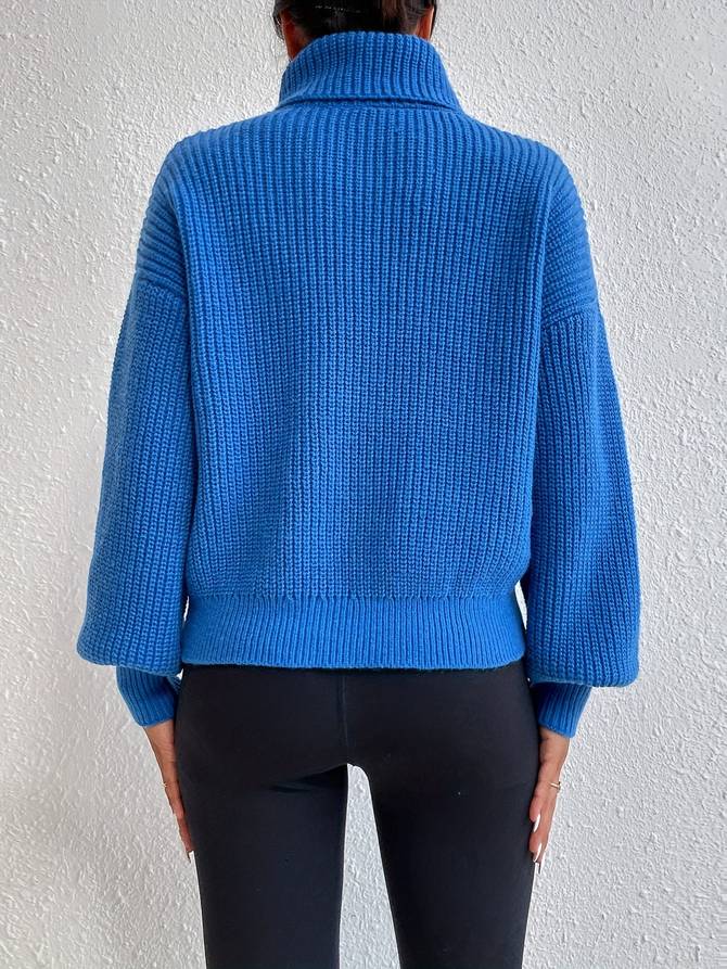 Blauer Rollkragenpullover