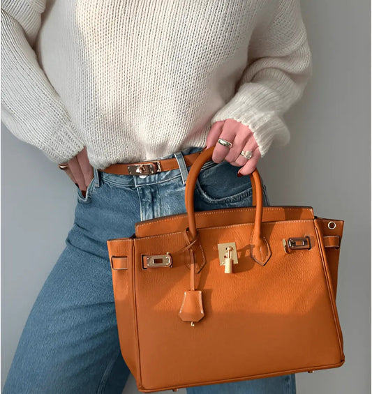Adeline | elegante große Handtasche mit Litschi-Muster