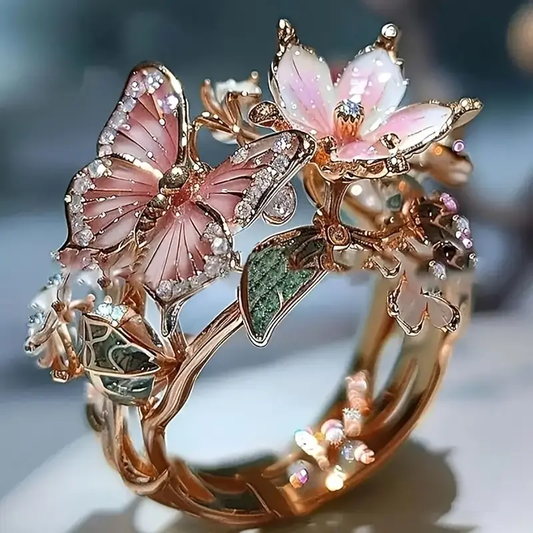 Naturheller Schmetterling-Zirkonia-Ring