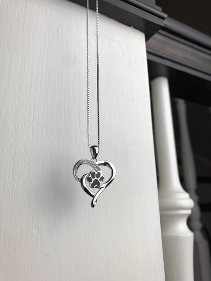 ELIN – Infinity-Halskette mit Herz & Pfote aus silber