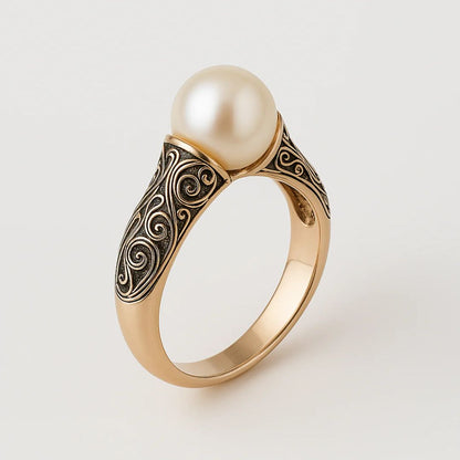 Goldring mit Perlen im Vintage-Stil
