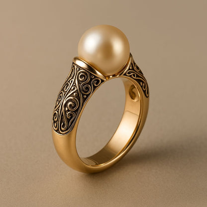 Goldring mit Perlen im Vintage-Stil