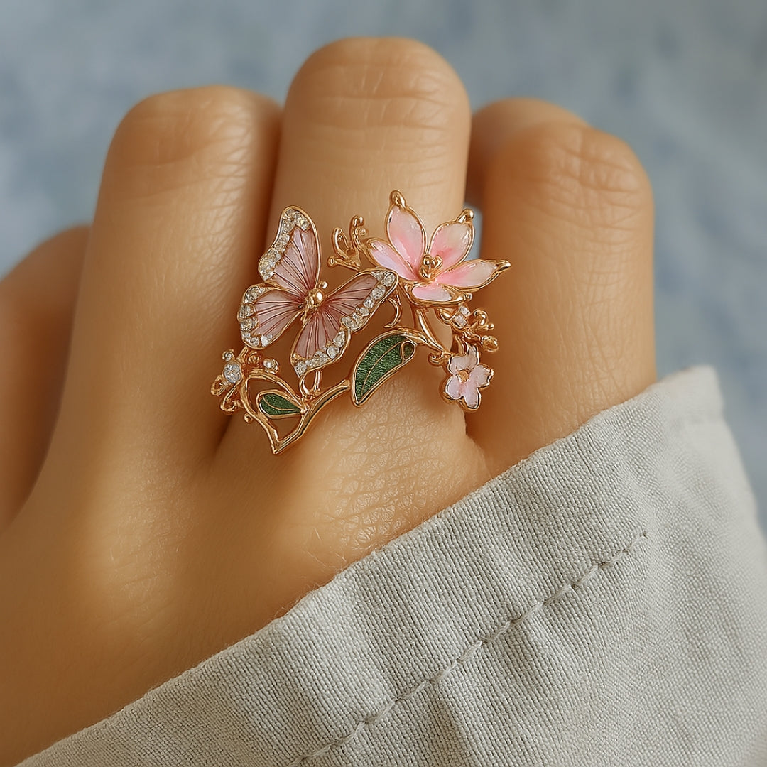 Naturheller Schmetterling-Zirkonia-Ring