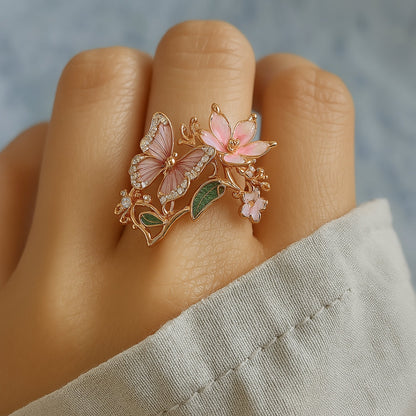 Naturheller Schmetterling-Zirkonia-Ring