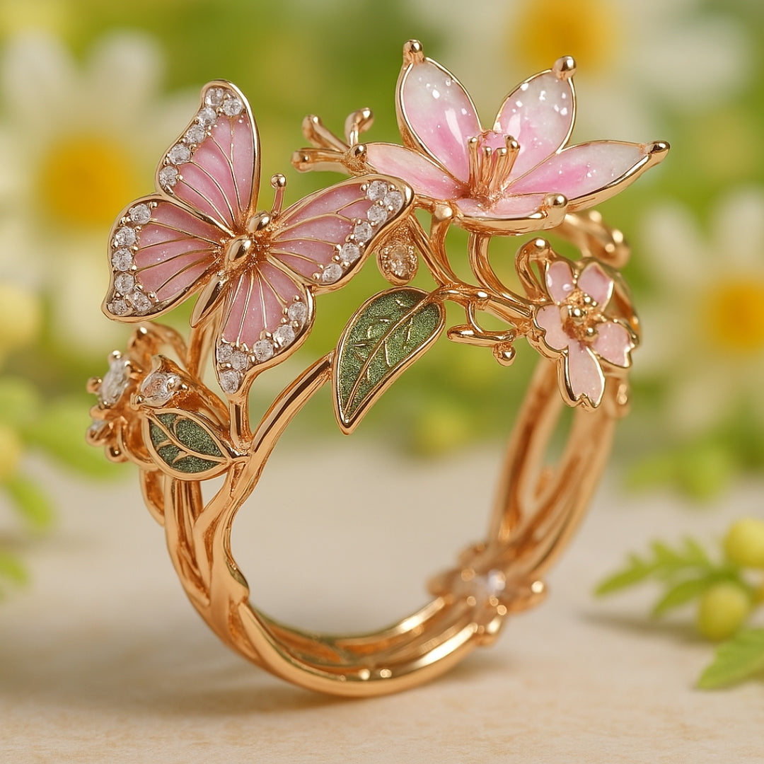 Naturheller Schmetterling-Zirkonia-Ring