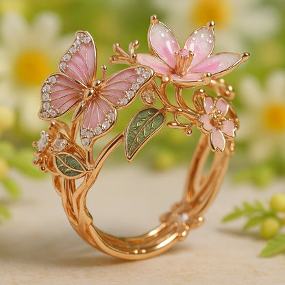 Naturheller Schmetterling-Zirkonia-Ring