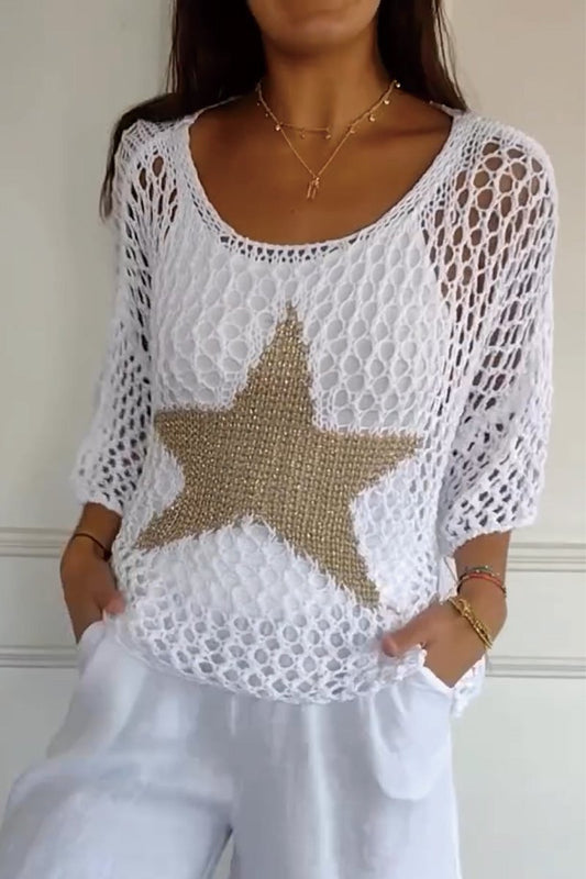 Yente | Elegantes Sternchen-Strickhemd