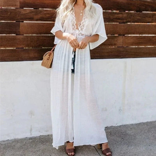 Nora | Langer Strandkimono aus Spitze