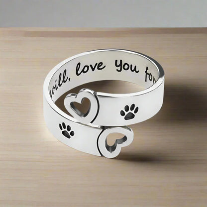 FAYAIE – Verstellbarer Pfoten- & Herz-Ring mit Twist-Design aus silber