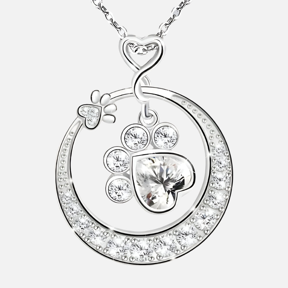 MALIA – Zarte Pfoten-Halskette aus Silber mit Zirkonia