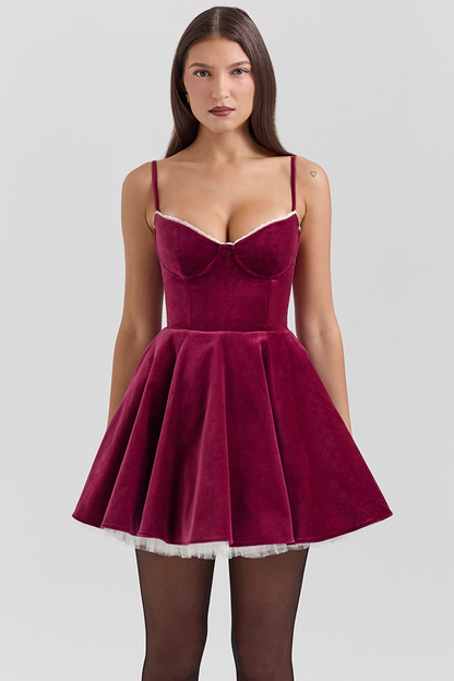 SELENA MINI KLEID - BURGUNDY