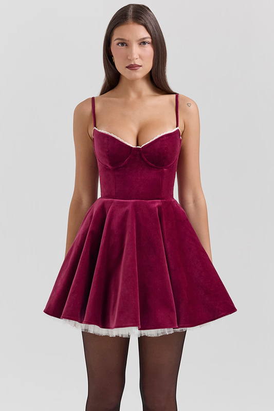 SELENA MINI KLEID - BURGUNDY