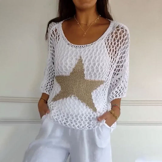 Kayla™ Häkel-Strick-Netzbluse
