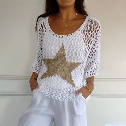 Kayla™ Häkel-Strick-Netzbluse