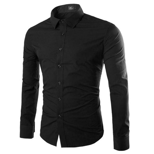 James | Einfarbig schwarzes Slim Fit Herrenhemd