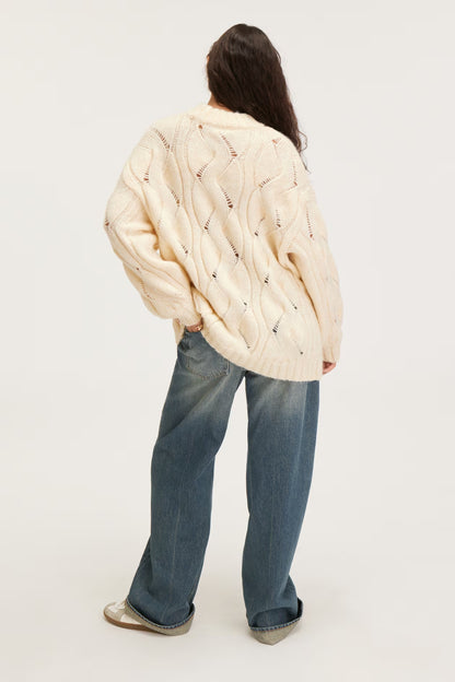 Layla | Oversized-Pullover mit Zopfmuster