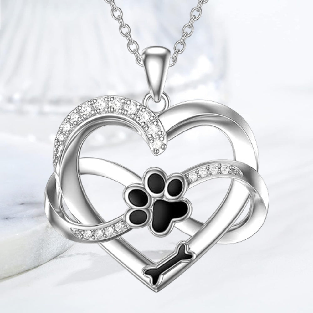 Infinity Heart & Paw Halskette in 925 silber mit Zirkonia - Sulzer