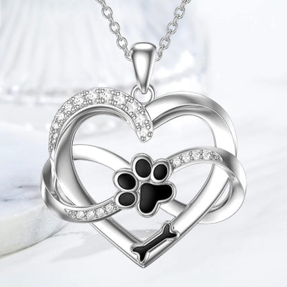 Infinity Heart & Paw Halskette in 925 silber mit Zirkonia - Sulzer