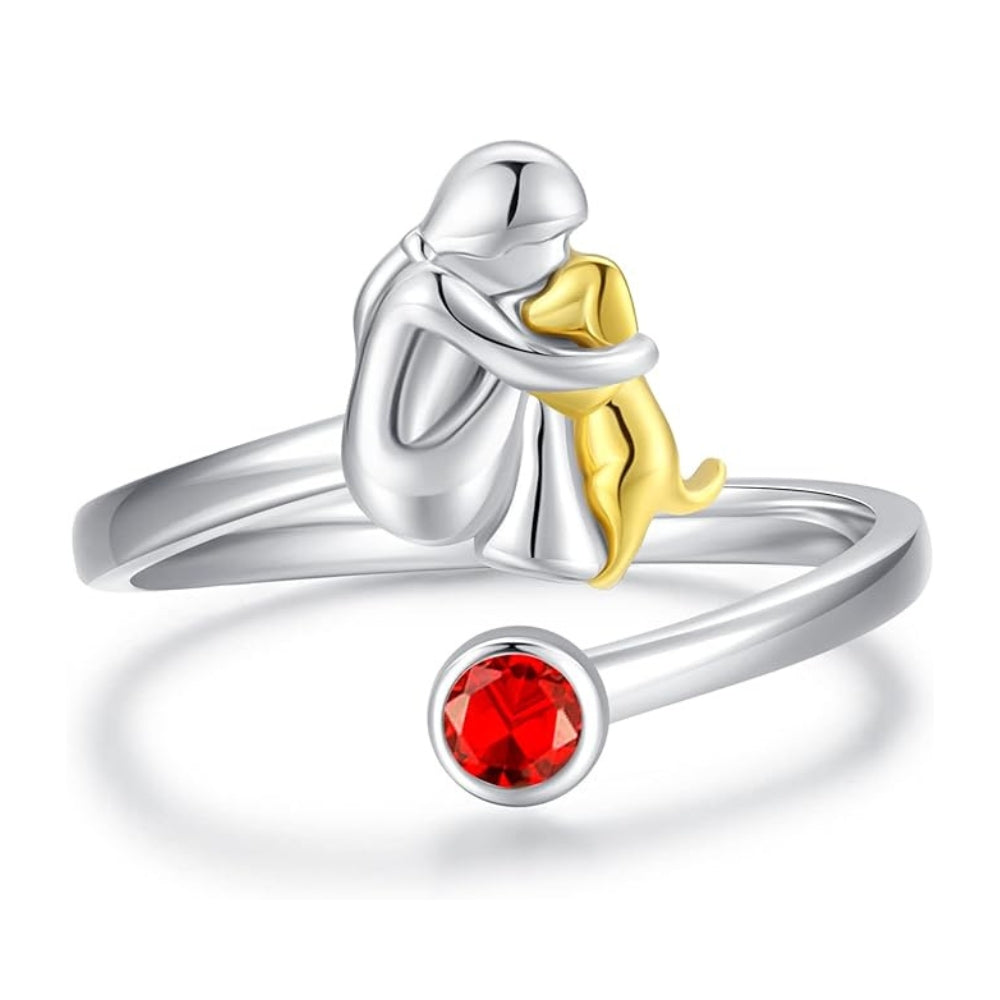 Sterling Silber Dog & Girl Ring - Verstellbar und symbolisch - Reinhart